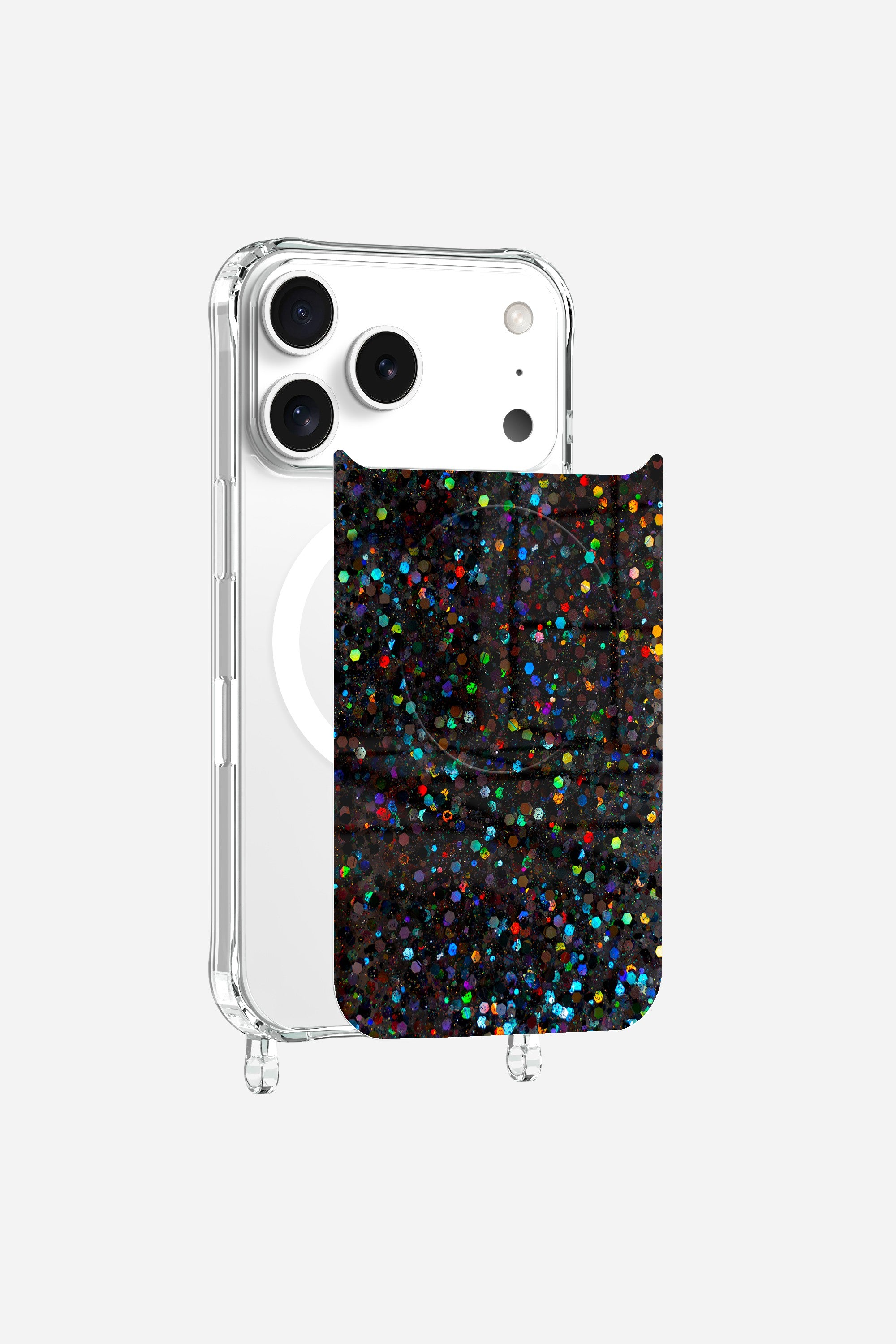Plaque iPhone 13 Noir Magnetique Paillette