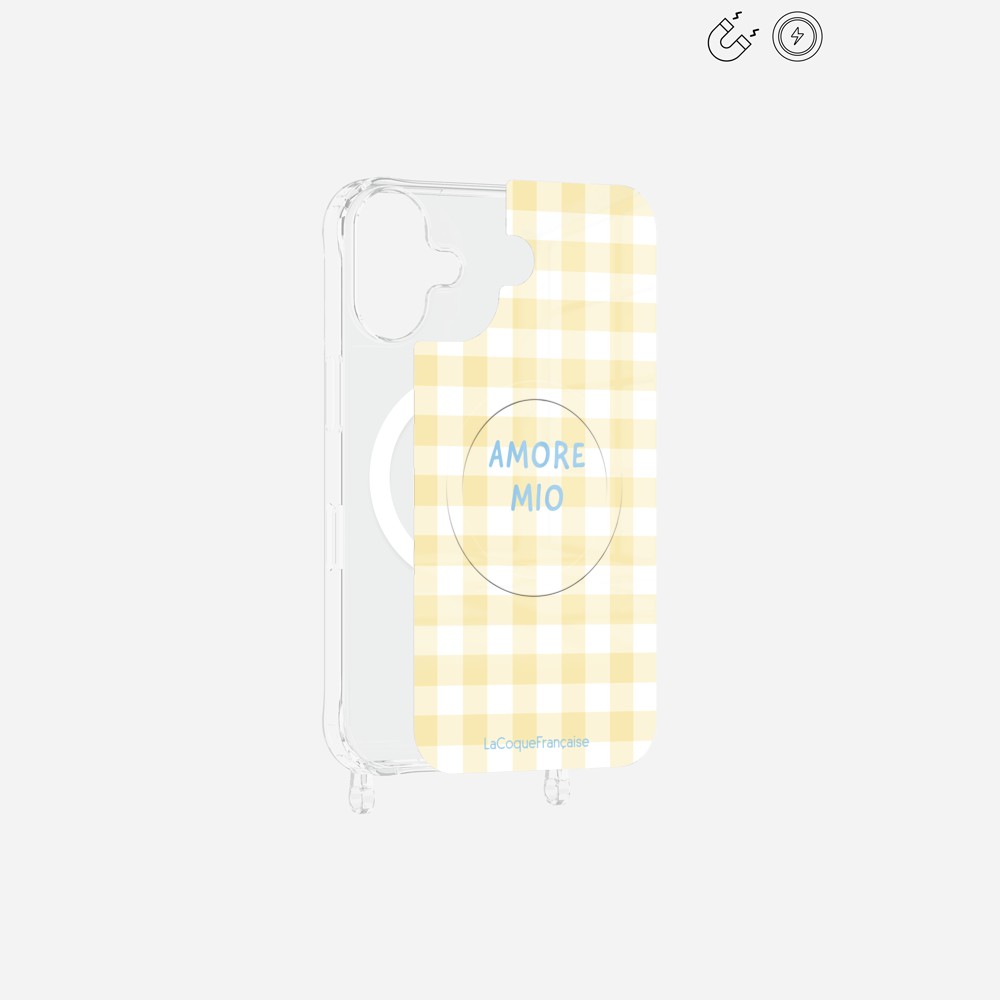 Amore Mio Vichy Yellow Printed Magnetic Plate