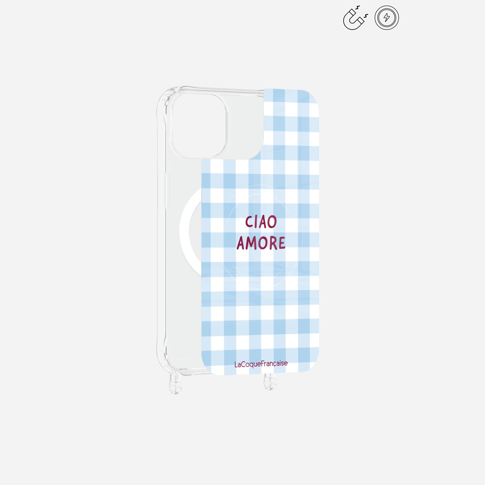 Plaque Magnetique Imprimee Ciao Amore Vichy Bleu - 20