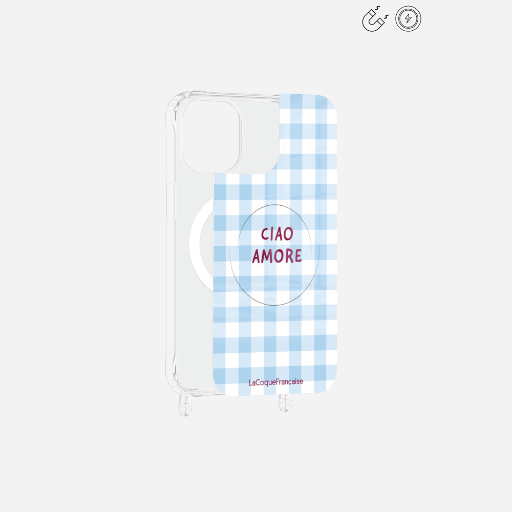 Plaque Magnetique Imprimee Ciao Amore Vichy Bleu - 22