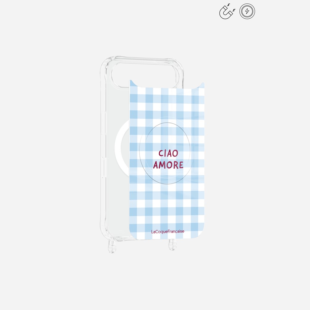 Printed Magnetic Plate Ciao Amore Blue Gingham