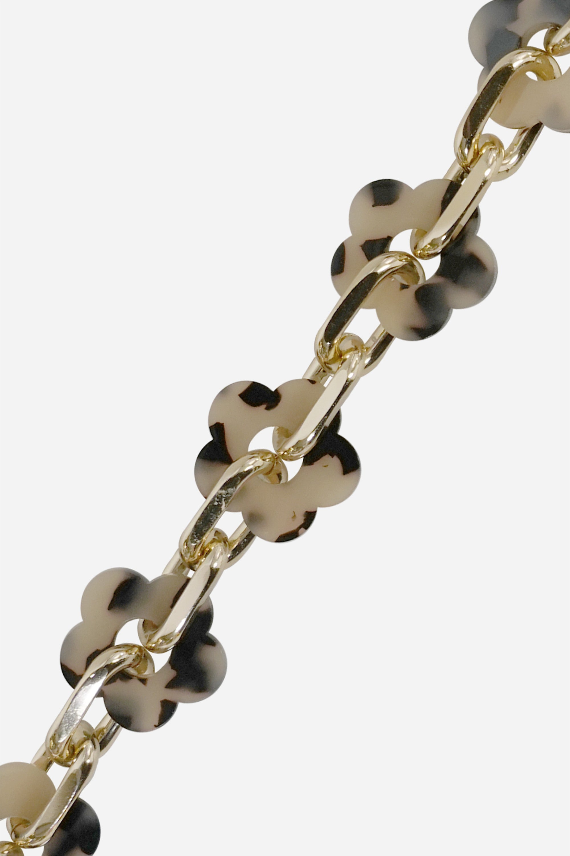 Chaine Longue Cassy Fleurs Ecaille Beige 120 cm