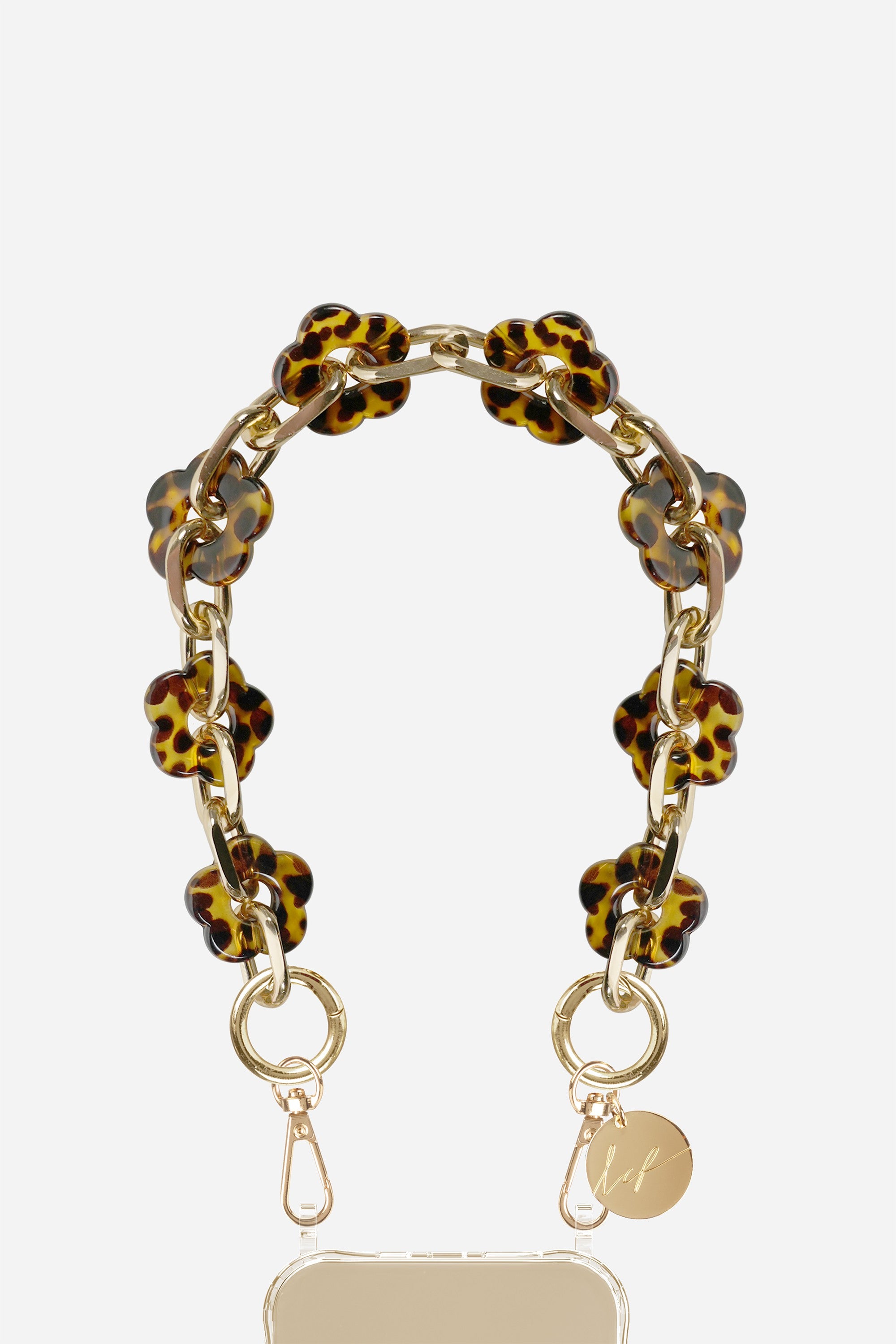 Chaine Courte Cassy Fleurs Ecaille Marron 40 cm