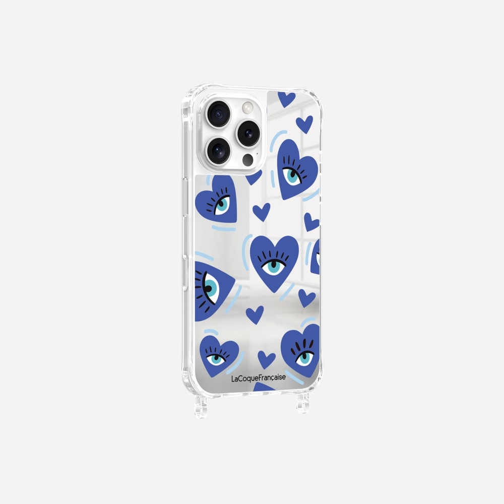 Blue Love Eyes Printed Ring Mirror Case