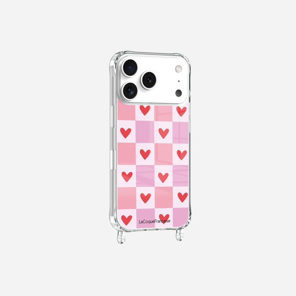 Coque Anneaux Imprimee Coeur Carreau