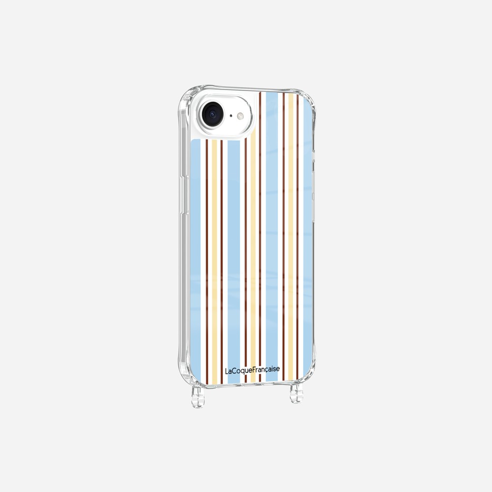 Coque Anneaux Imprimee Rayure Bleue