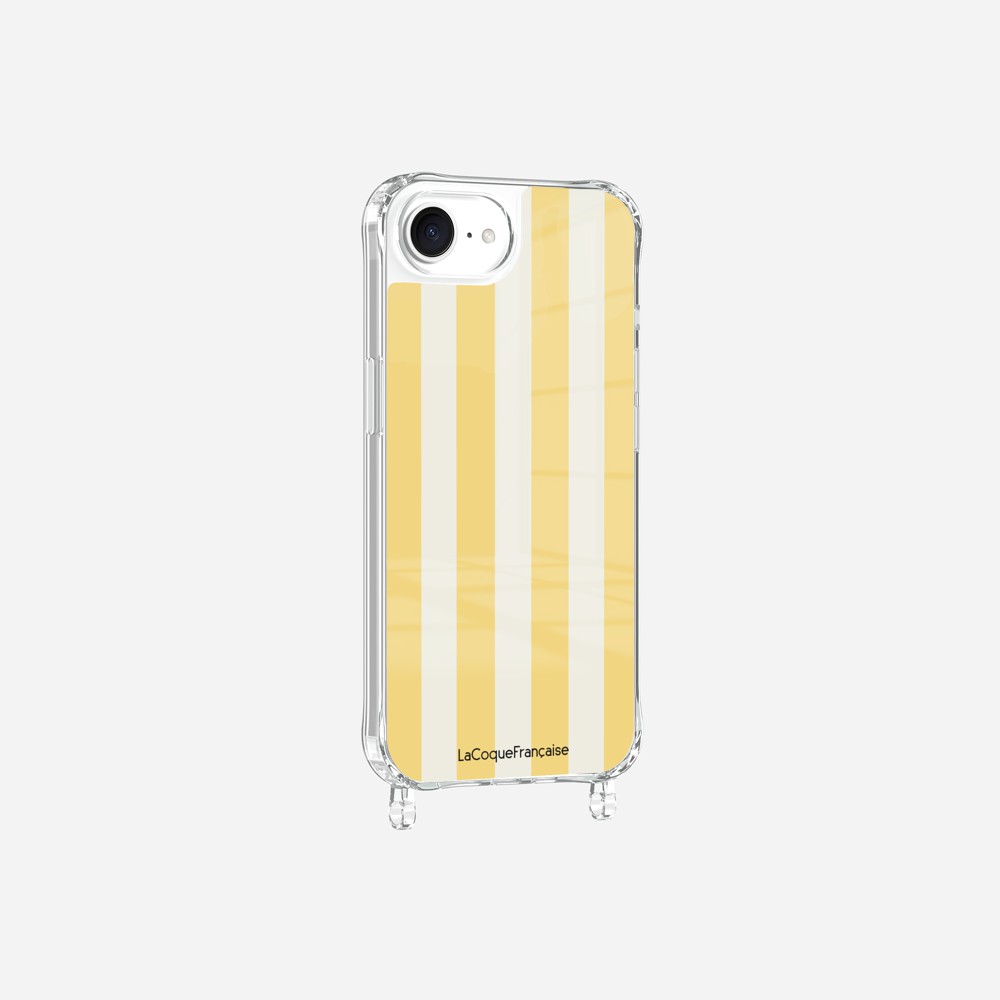Coque Anneaux Imprimee Rayure Jaune Beige