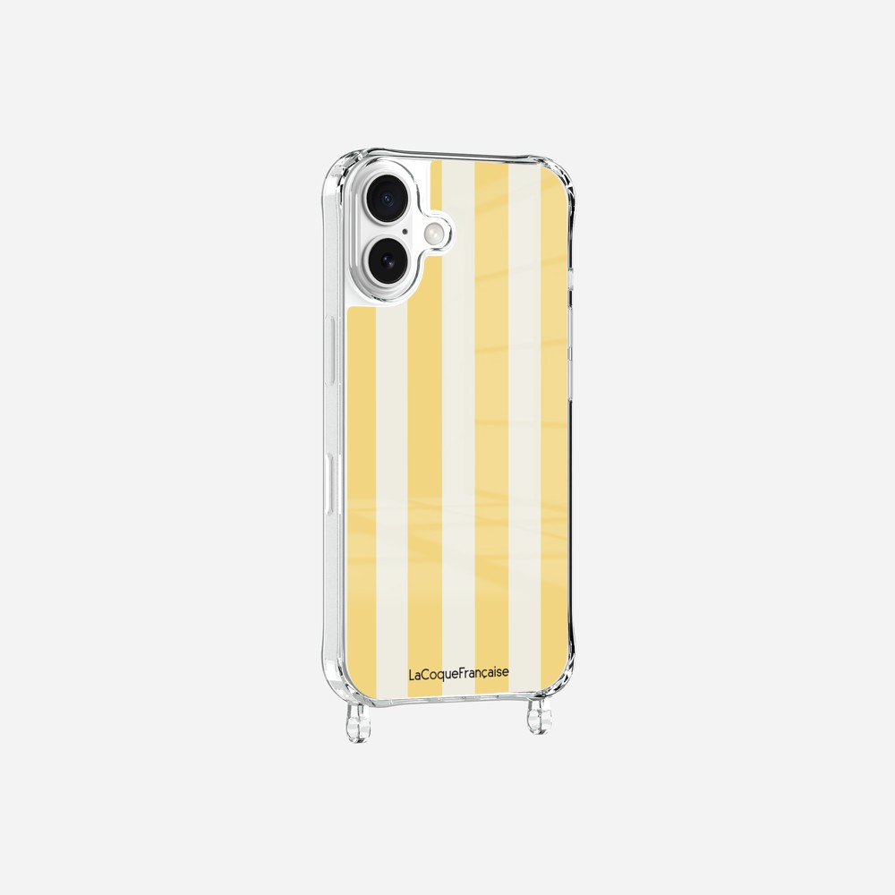 Coque Anneaux Imprimee Rayure Jaune Beige