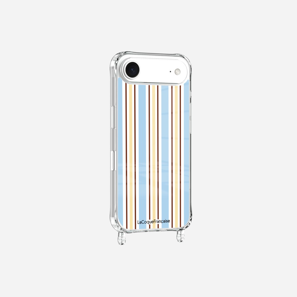 Coque Anneaux Imprimee Rayure Bleue