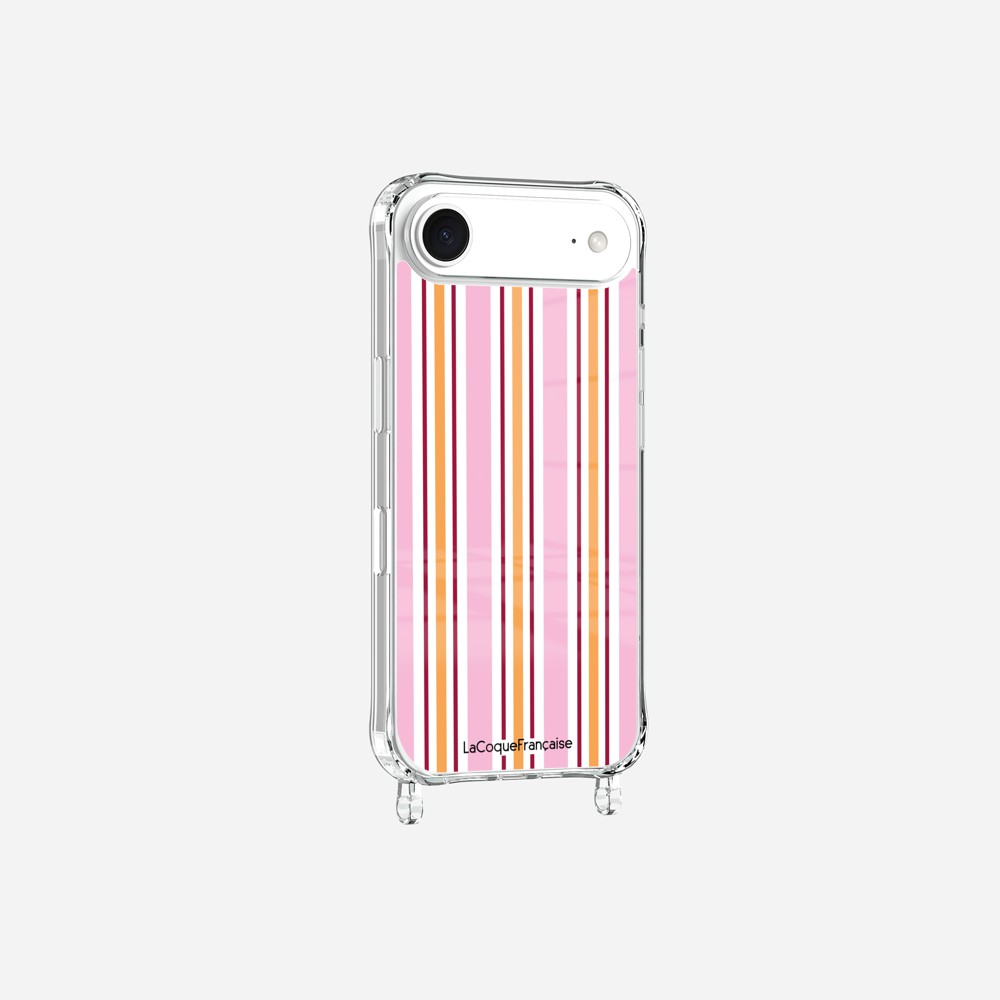Coque Anneaux Imprimee Rayure Rose