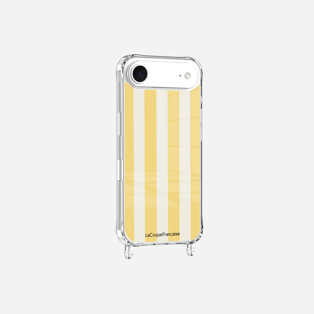 Coque Anneaux Imprimee Rayure Jaune Beige