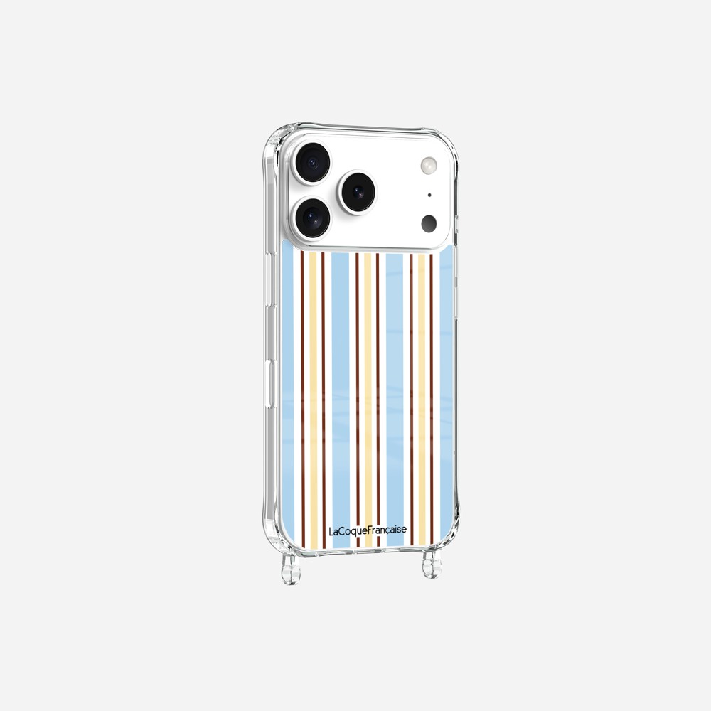 Coque Anneaux Imprimee Rayure Bleue