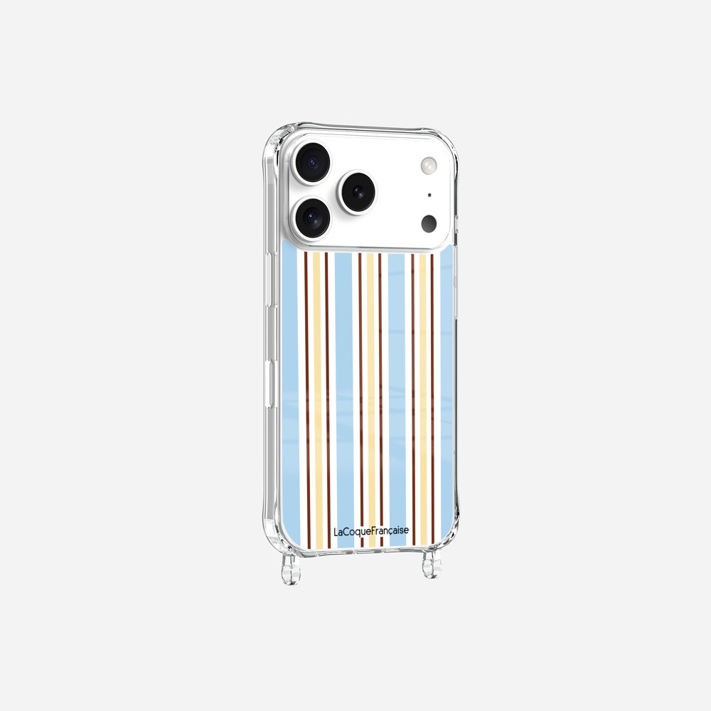 Coque Anneaux Imprimee Rayure Bleue