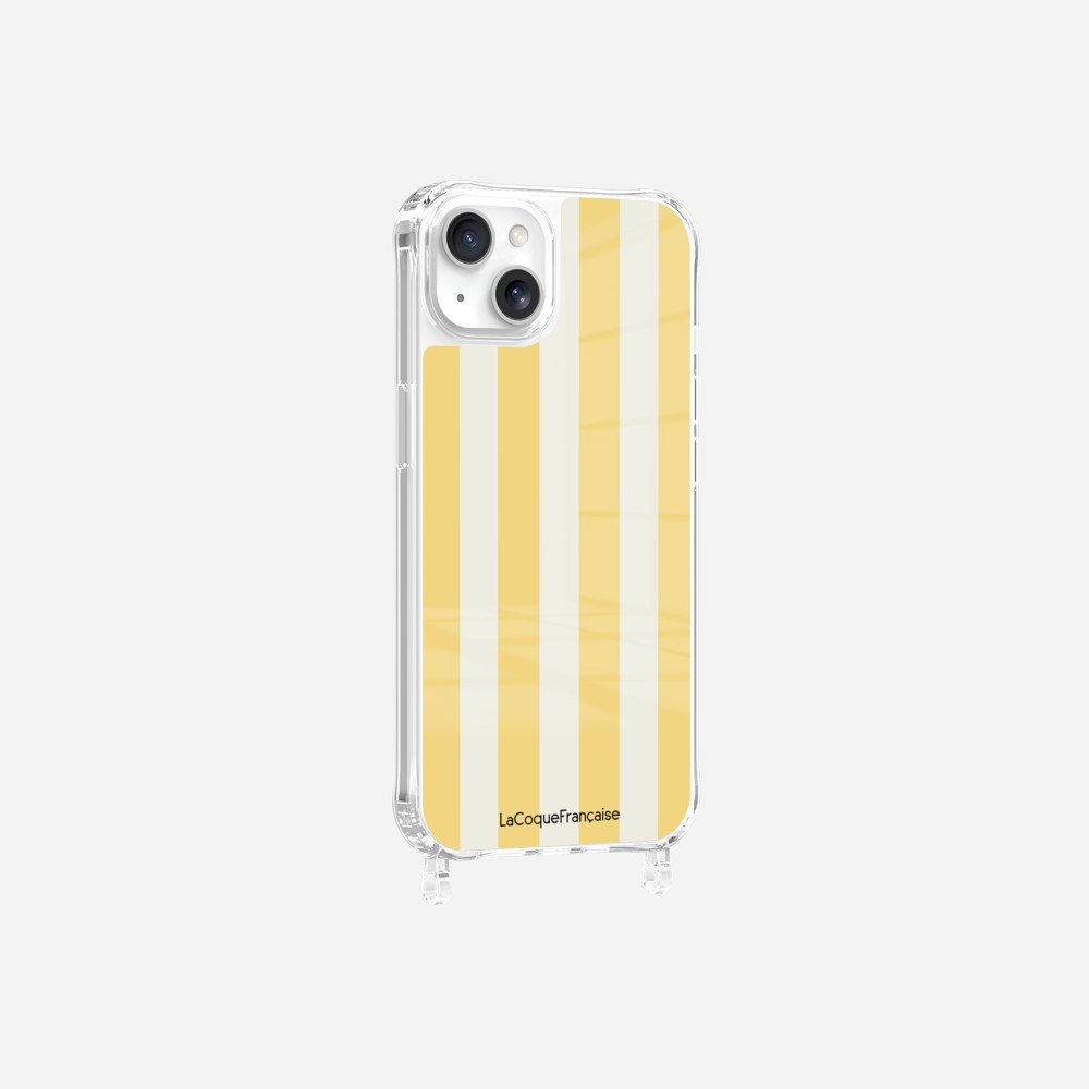 Coque Anneaux Imprimee Rayure Jaune Beige - 17
