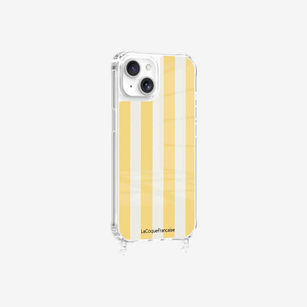 Coque Anneaux Imprimee Rayure Jaune Beige - 16