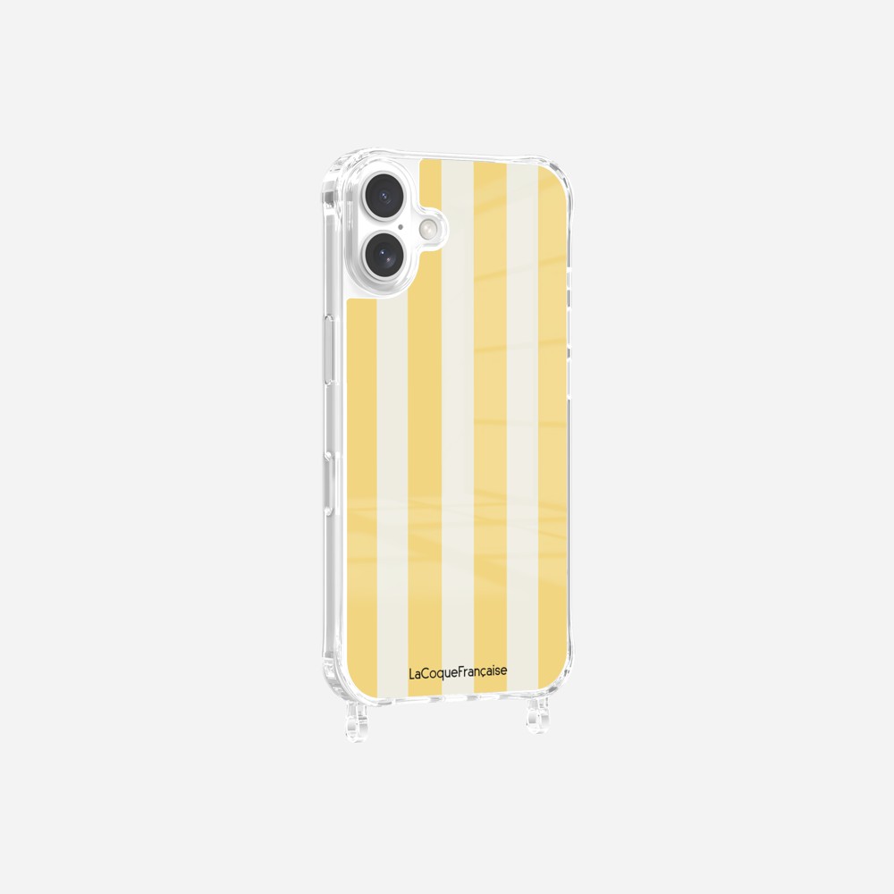Coque Anneaux Imprimee Rayure Jaune Beige - 9
