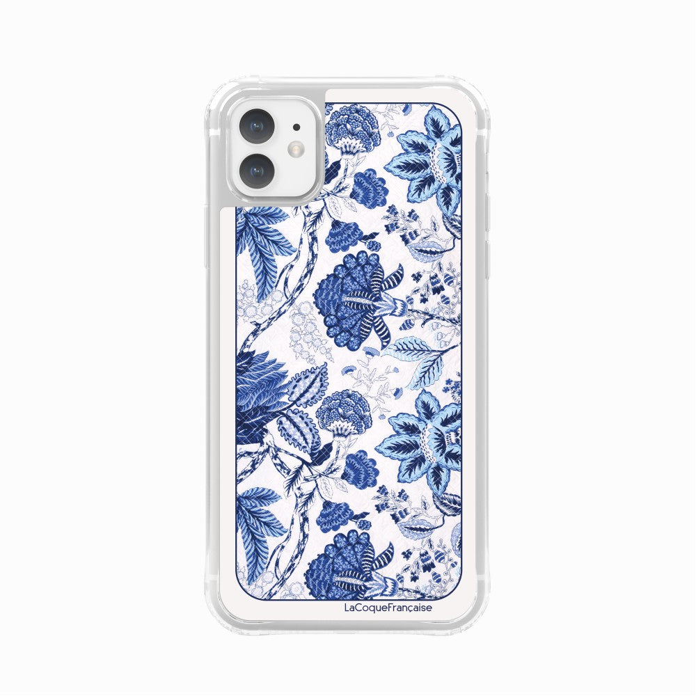 Coque Sans Anneaux Imprimee Foulard Fleurs Bleues