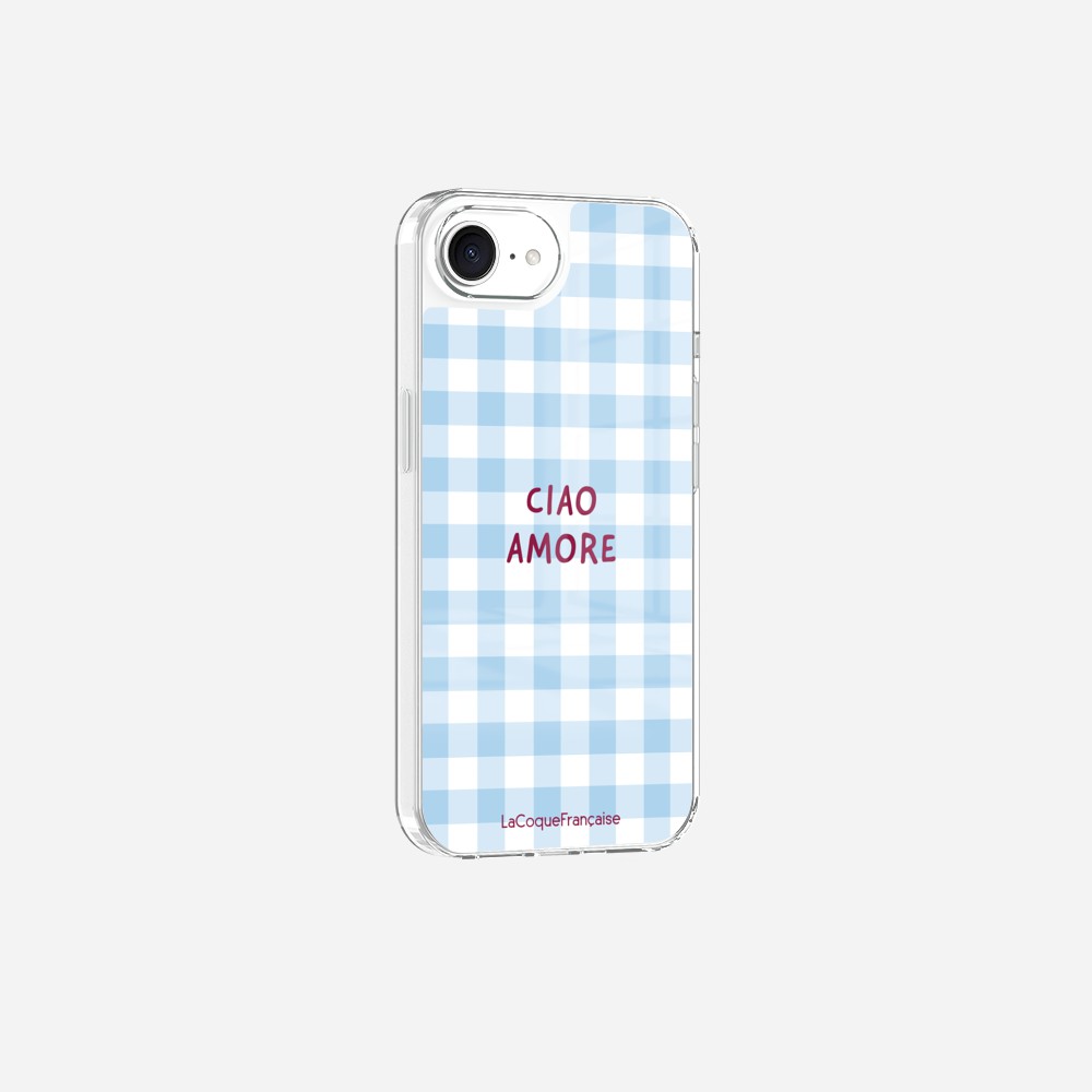 Coque Sans Anneaux Imprimee Ciao Amore Vichy Bleu