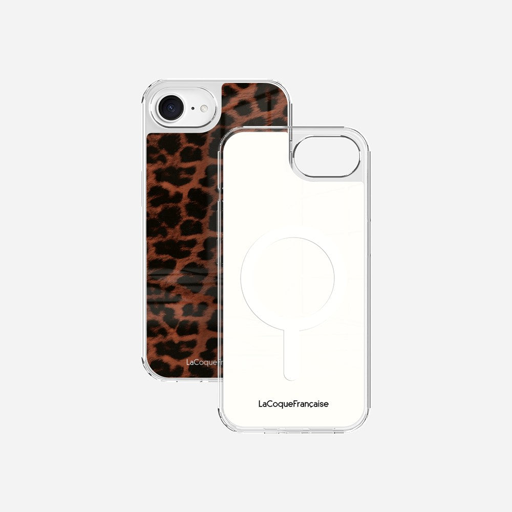 Coque Sans Anneaux Imprimee Leopard Terracotta Et Noir
