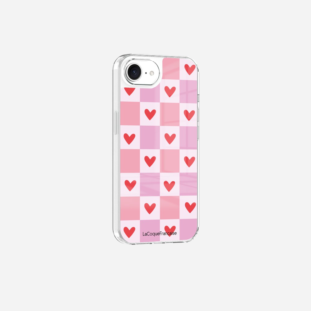 Coque Sans Anneaux Imprimee Coeur Carreau