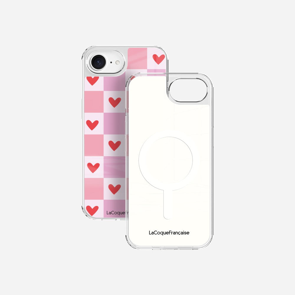 Coque Sans Anneaux Imprimee Coeur Carreau