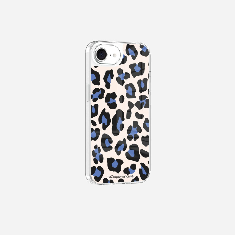 Coque Sans Anneaux Imprimee Leopard Beige Et Bleu