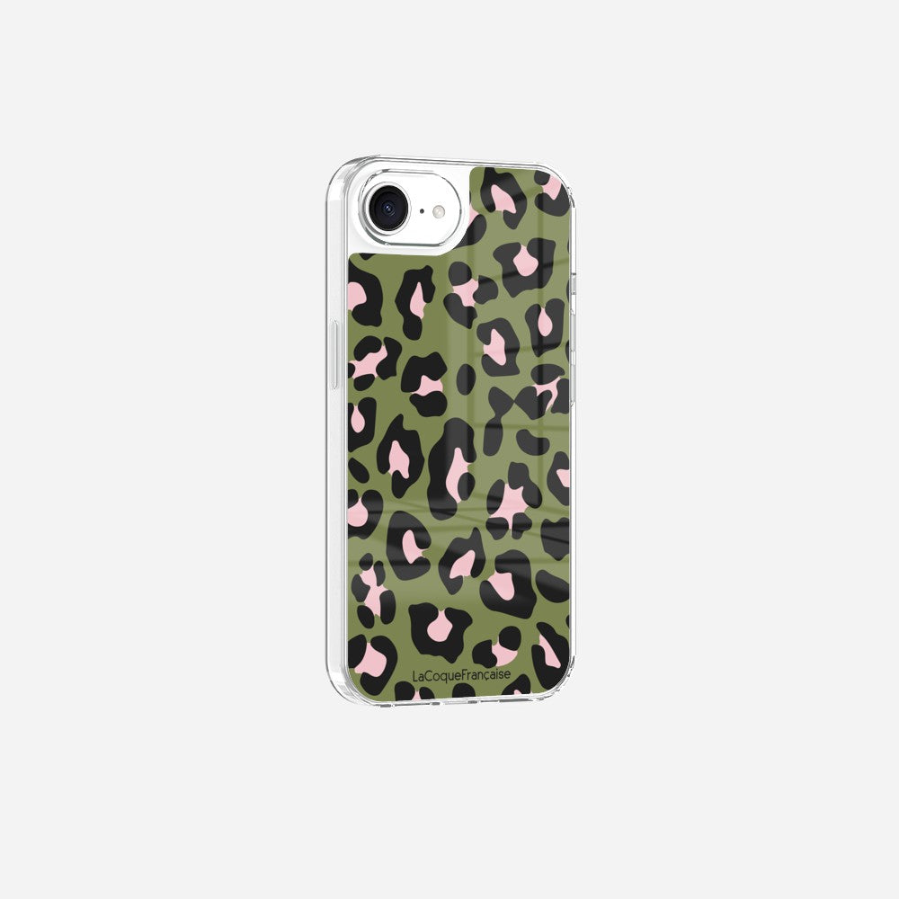 Coque Sans Anneaux Imprimee Leopard Kaki Et Rose