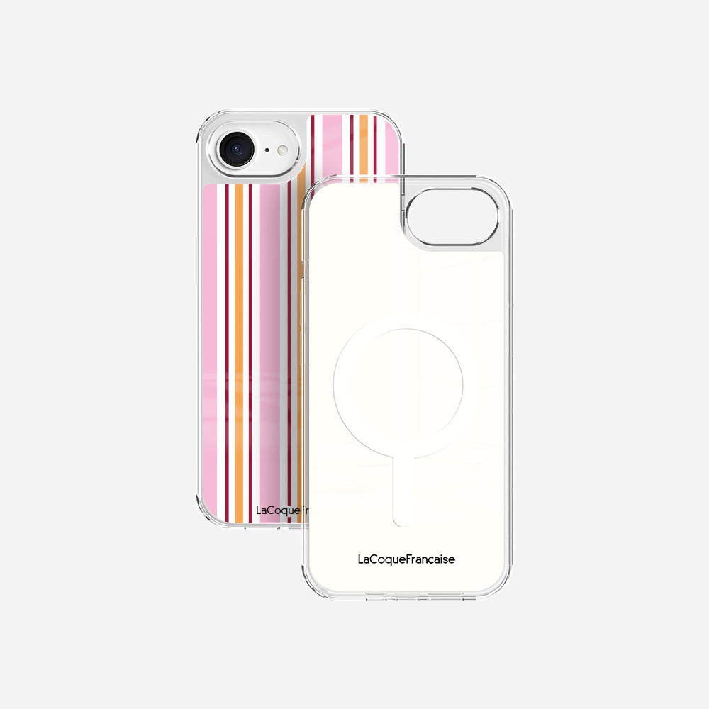 Coque Sans Anneaux Imprimee Rayure Rose