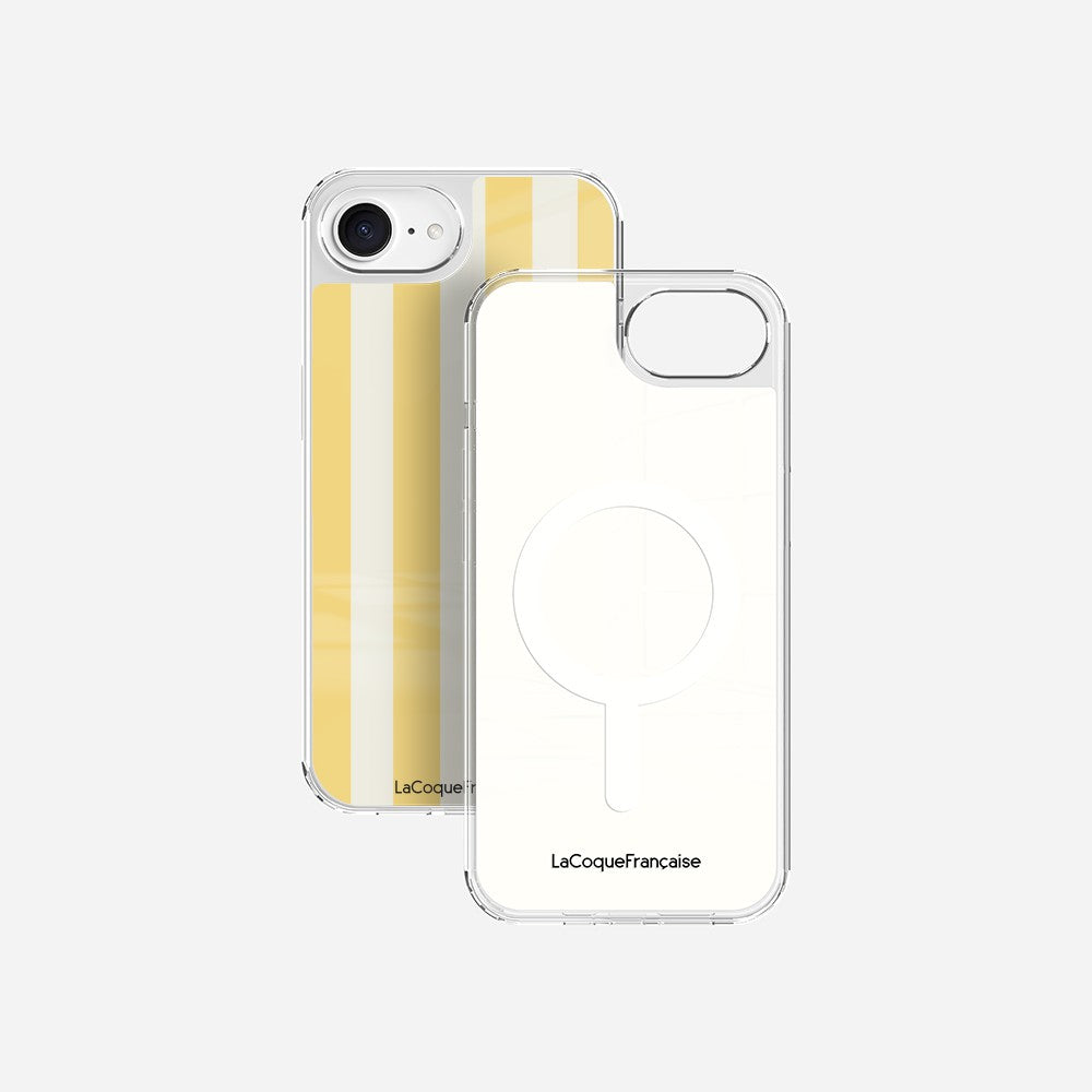 Coque Sans Anneaux Imprimee Rayure Jaune Beige
