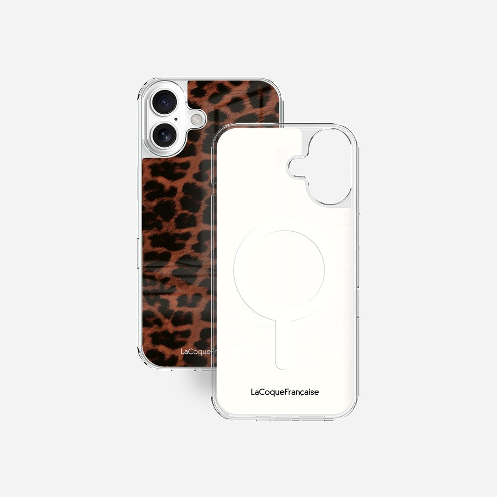 Coque Sans Anneaux Imprimee Leopard Terracotta Et Noir - 22