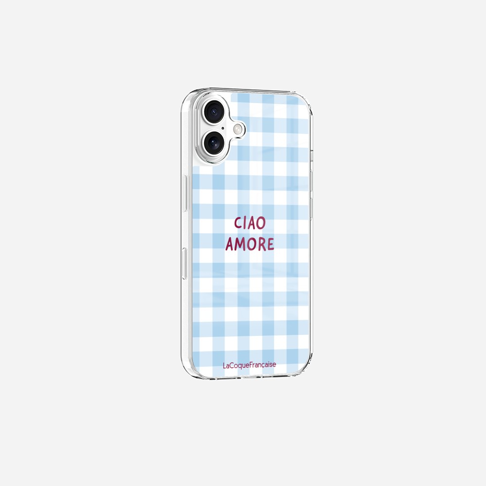 Coque Sans Anneaux Imprimee Ciao Amore Vichy Bleu - 9
