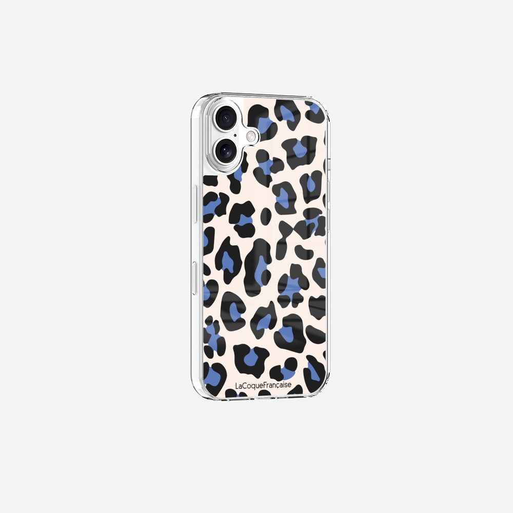 Coque Sans Anneaux Imprimee Leopard Beige Et Bleu - 9