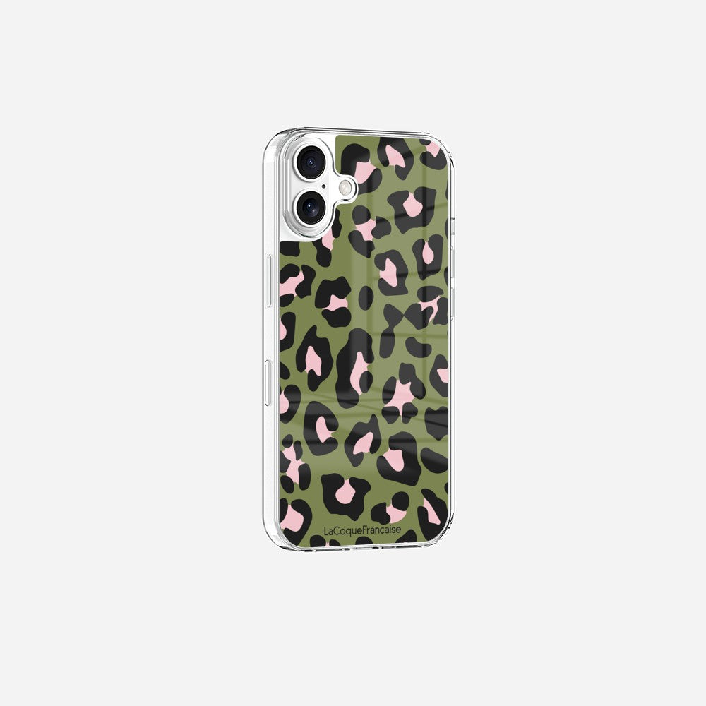 Coque Sans Anneaux Imprimee Leopard Kaki Et Rose - 8
