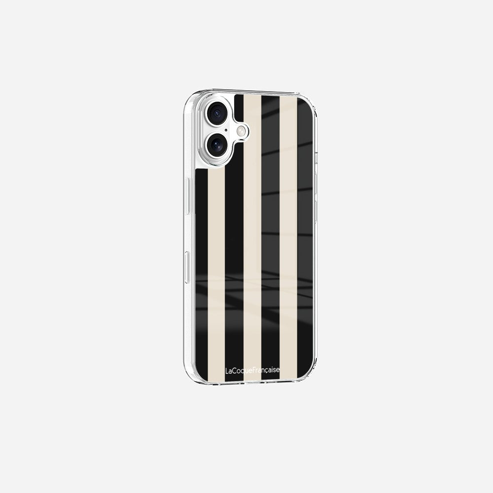 Coque Sans Anneaux Imprimee Rayure Noir Beige - 9