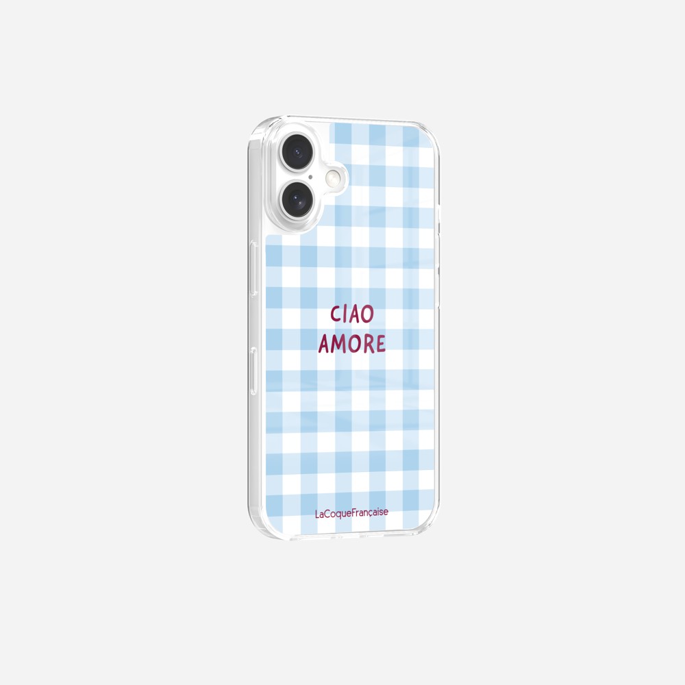 Coque Sans Anneaux Imprimee Ciao Amore Vichy Bleu - 5