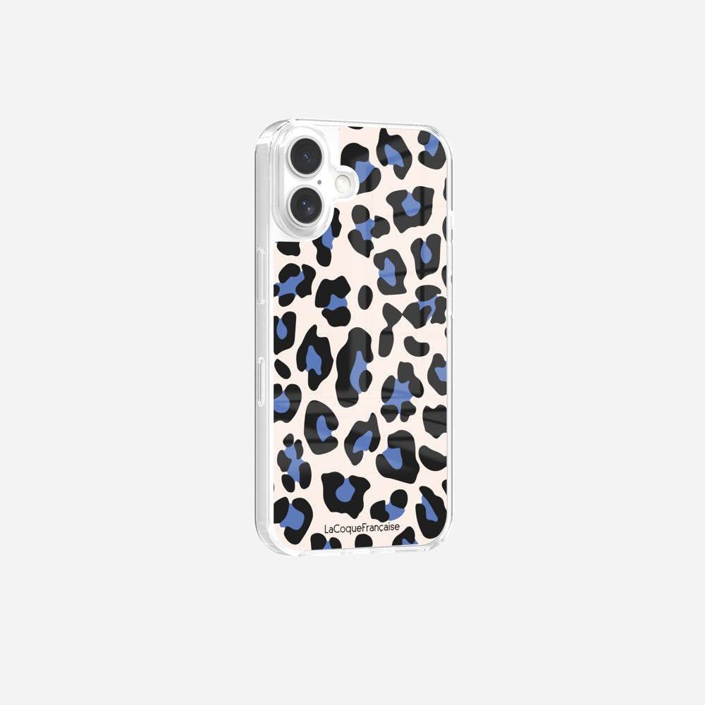 Coque Sans Anneaux Imprimee Leopard Beige Et Bleu - 5