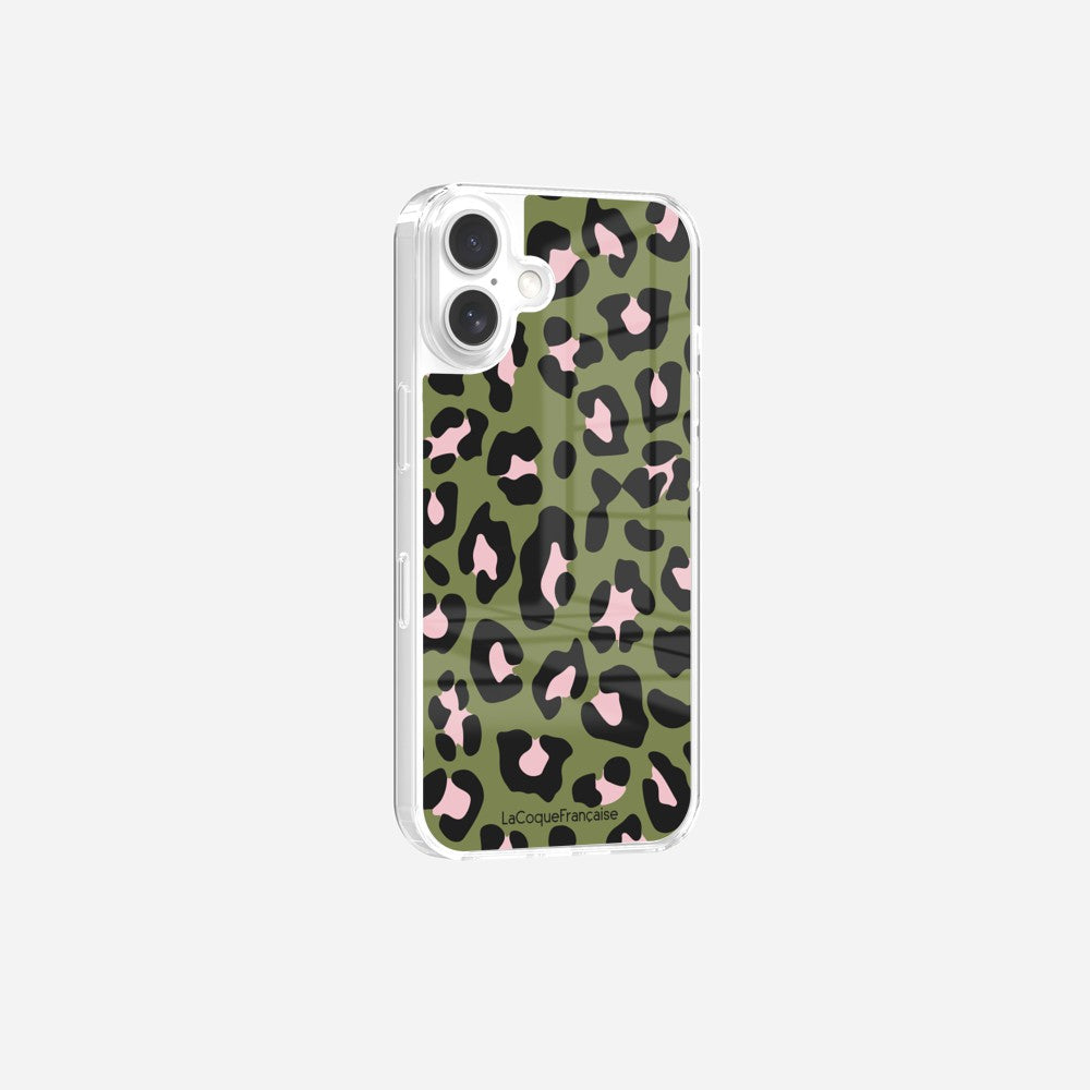 Coque Sans Anneaux Imprimee Leopard Kaki Et Rose - 5