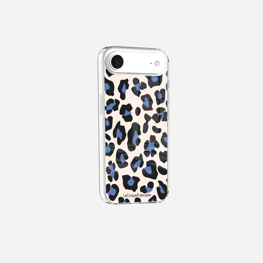 Coque Sans Anneaux Imprimee Leopard Beige Et Bleu