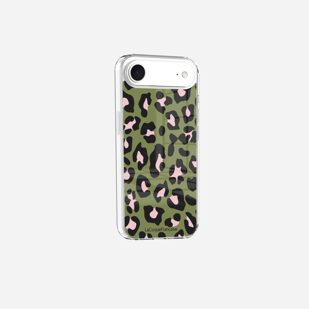 Coque Sans Anneaux Imprimee Leopard Kaki Et Rose
