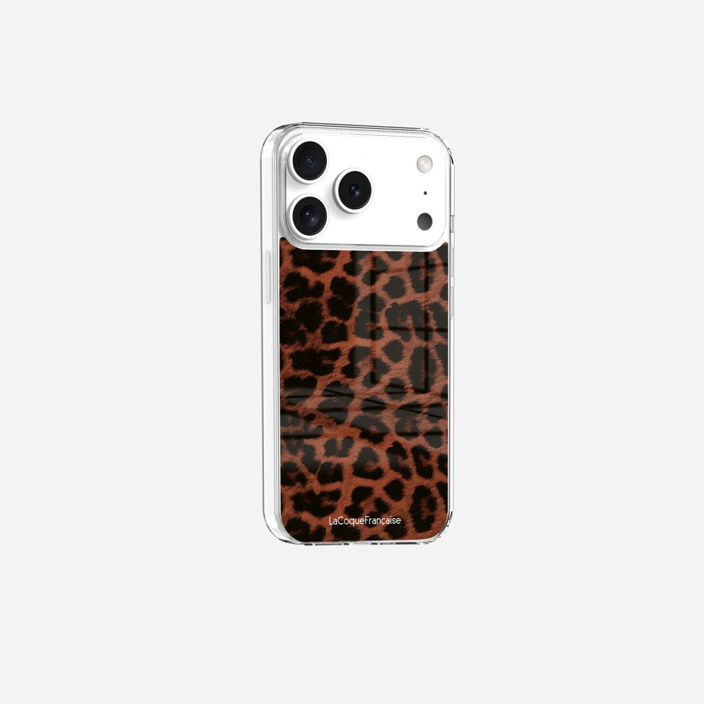 Coque Sans Anneaux Imprimee Leopard Terracotta Et Noir