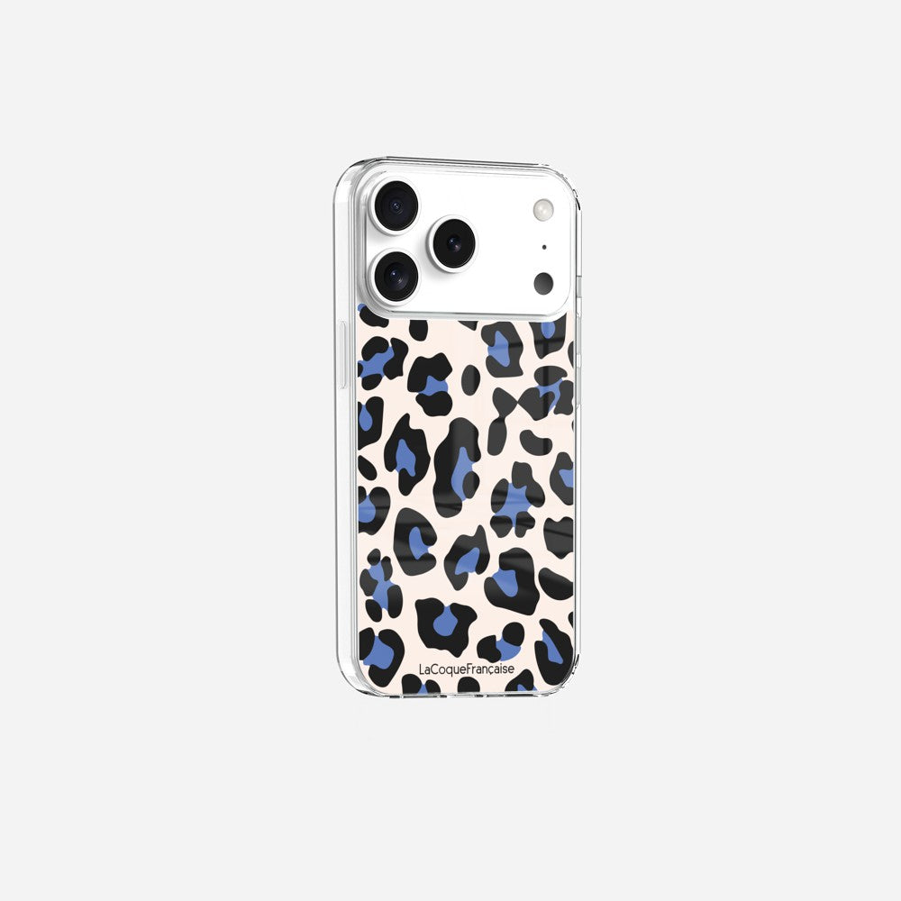 Coque Sans Anneaux Imprimee Leopard Beige Et Bleu