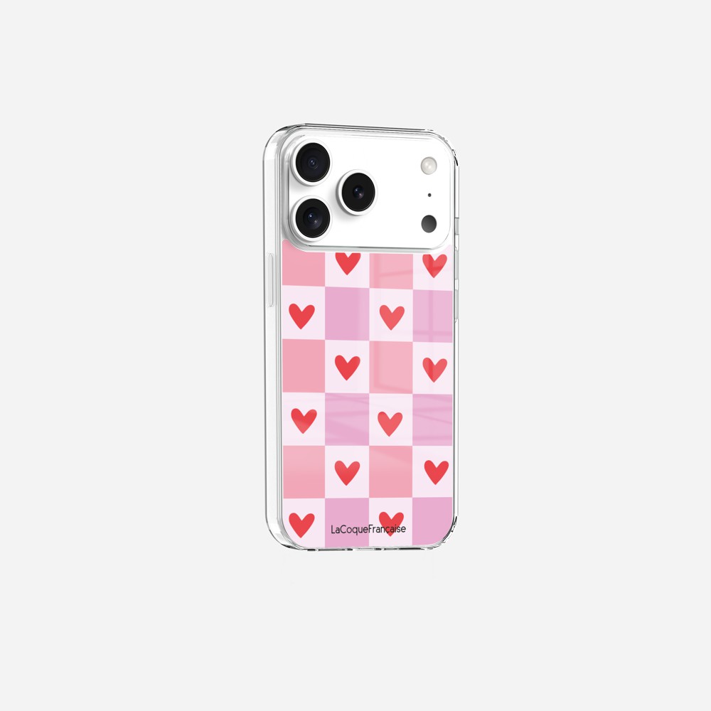 Coque Sans Anneaux Imprimee Coeur Carreau