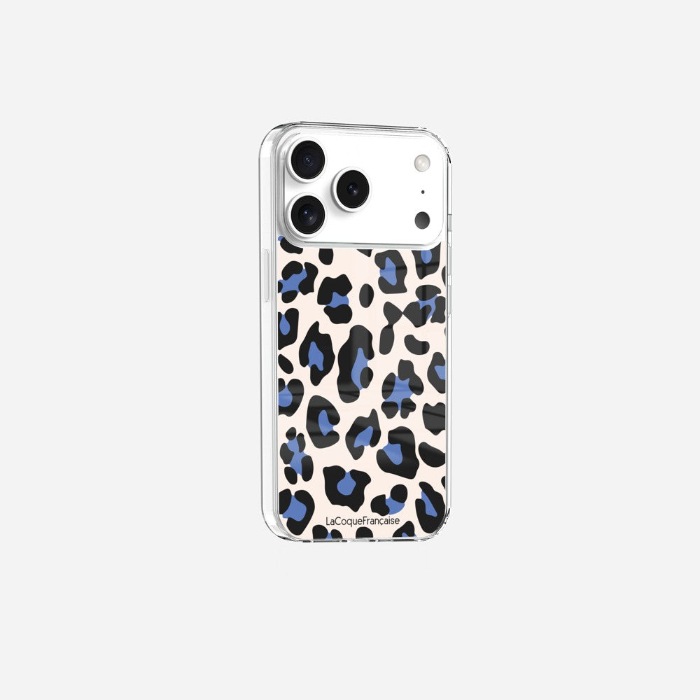Coque Sans Anneaux Imprimee Leopard Beige Et Bleu