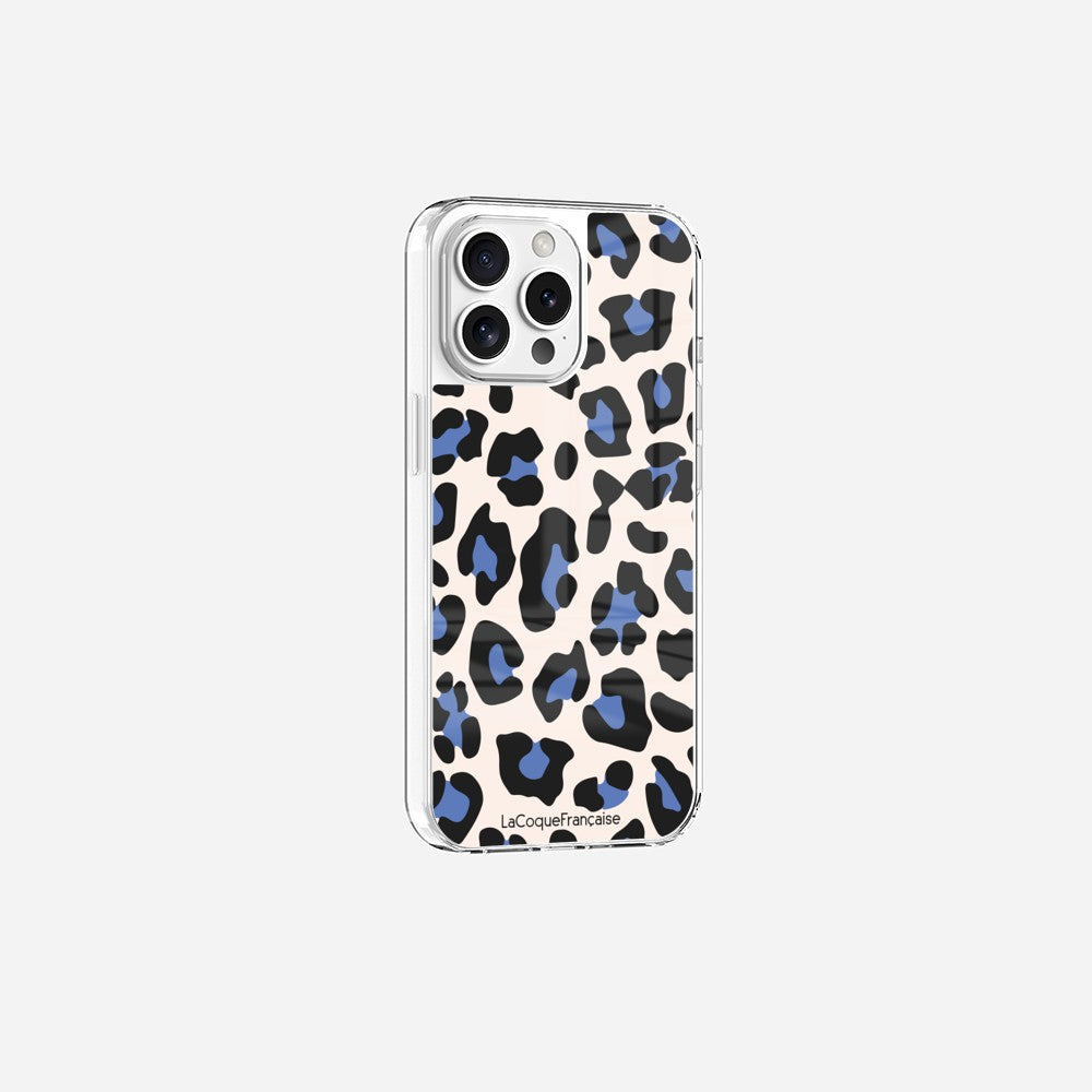 Coque Sans Anneaux Imprimee Leopard Beige Et Bleu - 11