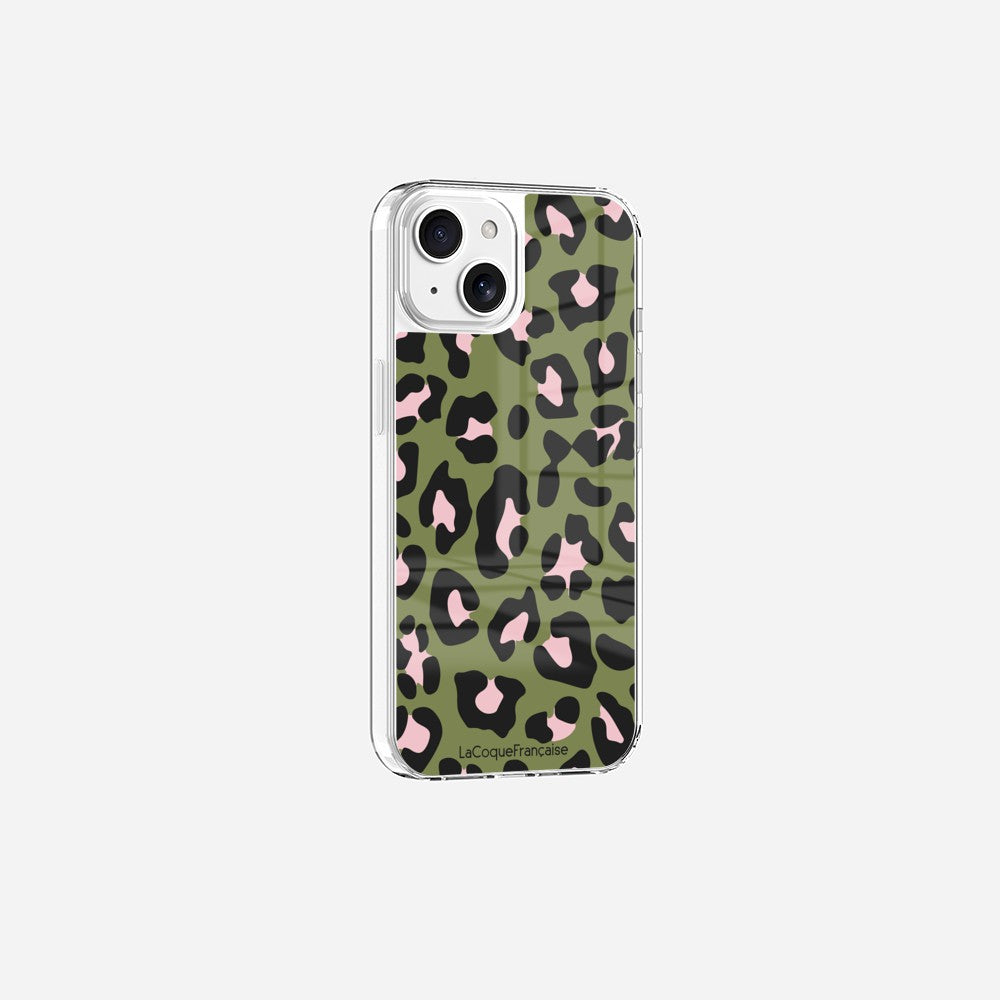 Coque Sans Anneaux Imprimee Leopard Kaki Et Rose - 11