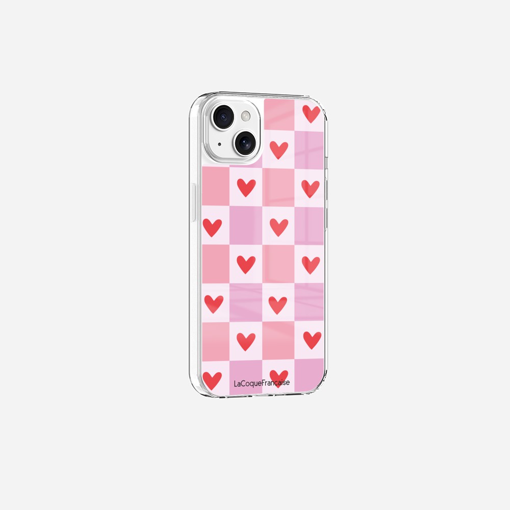 Coque Sans Anneaux Imprimee Coeur Carreau - 17