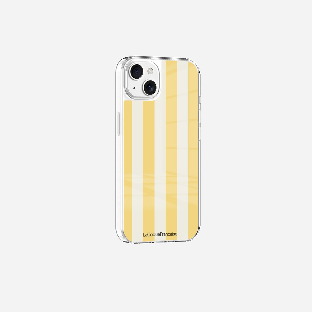 Coque Sans Anneaux Imprimee Rayure Jaune Beige - 17