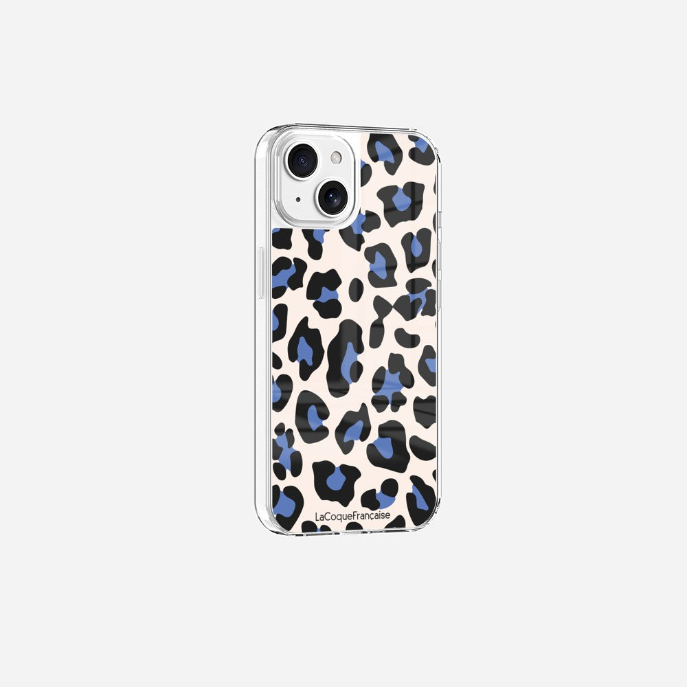 Coque Sans Anneaux Imprimee Leopard Beige Et Bleu - 16