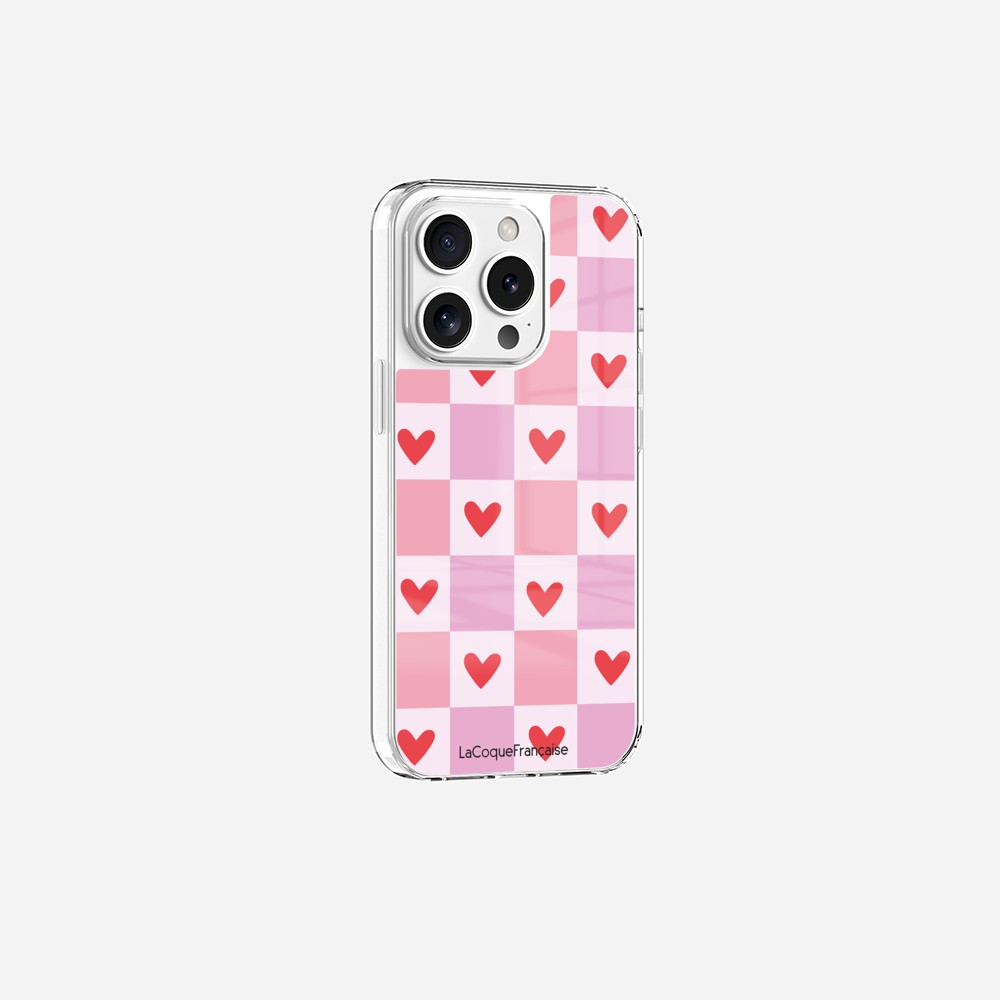 Coque Sans Anneaux Imprimee Coeur Carreau - 18