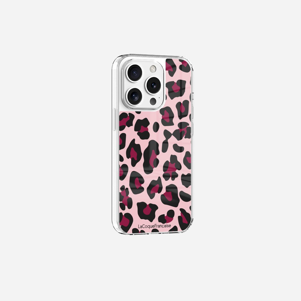 Coque Sans Anneaux Imprimee Leopard Rose Et Bordeaux - 17